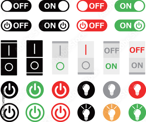 電源　スイッチ　ON OFF 　アイコン　セット