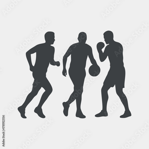 Silhouettes of Athletes Engaged in Various Sports Activities People Vector Illustration
