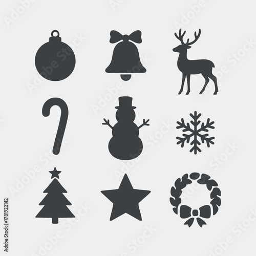 Christmas Holiday Icons Collection Vector Illustration