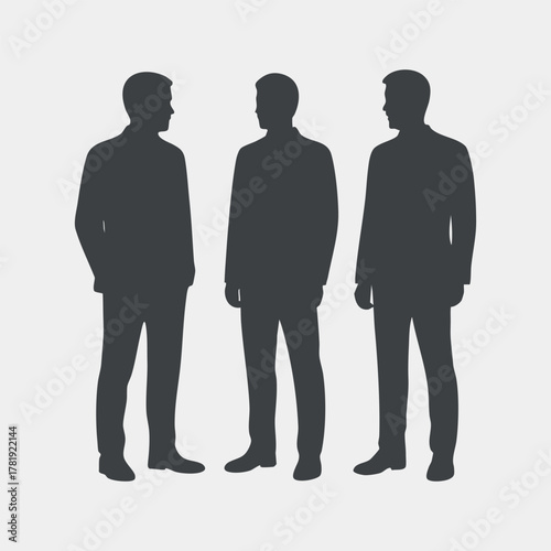 Three Businessmen Silhouettes People Vector Illustration