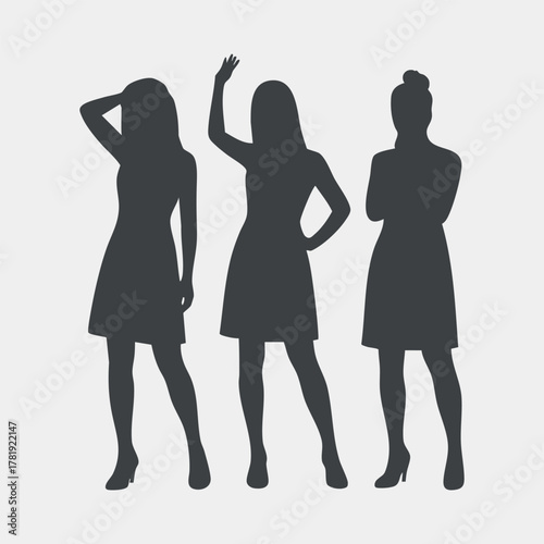 Elegant Women Silhouettes Set People Vector Illustration