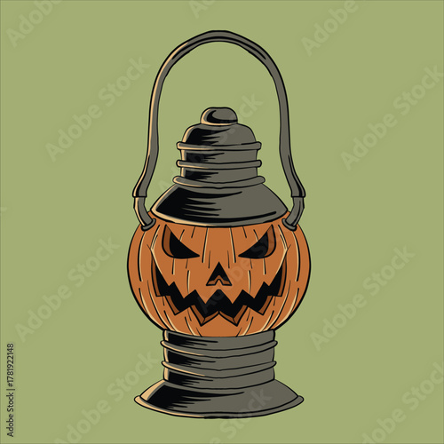 lantern lamp with Halloween pumpkin