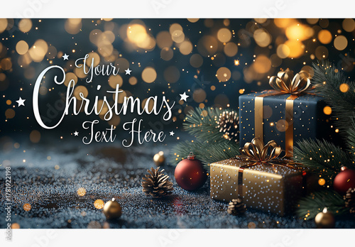 Christmas Card With Gifts On Snow Mockup