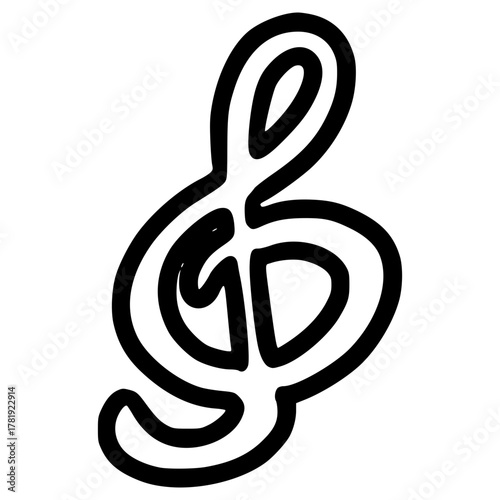 doodle music icon illustration hand drawn outline vector