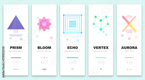 Modern Abstract Geometric Poster Collection - 10 Minimalist Vertical Design Templates with Vibrant Gradients