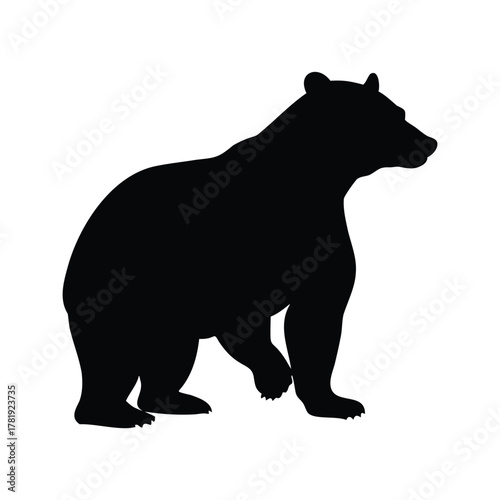A powerful and majestic grizzly bear is depicted in a striking silhouette, bear standing on hind legs silhouette vector illustration