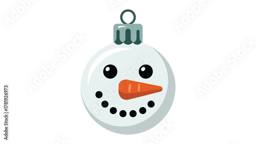 Snowman Ornament: A cheerful and whimsical snowman ornament, with smiling face, carrot nose and a top, is ready to bring joy and festive cheer to any holiday display.