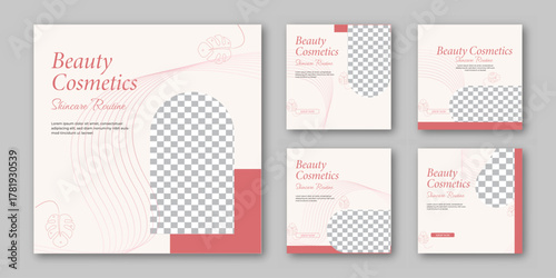 Collection Set Beauty And Spa Social Media Post Template square web banner 
