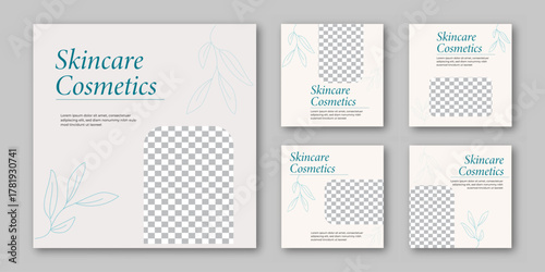 Beauty Cosmetic and spa social media post template with product launching
