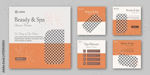Beauty Cosmetic and spa social media post template with product launching