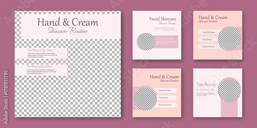 Beauty Cosmetic Hand and Cream spa social media post template with product launching
