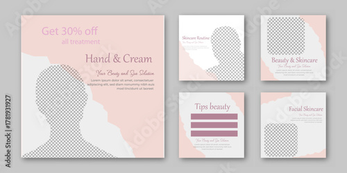 Beauty Cosmetic Hand and Cream spa social media post template with product launching