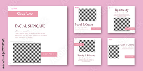 Facial Beauty and spa skincare beauty promotion banner social media pack template.