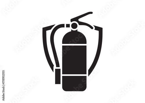 Fire extinguisher with shield icon, Fire extinguisher with shield solid vector