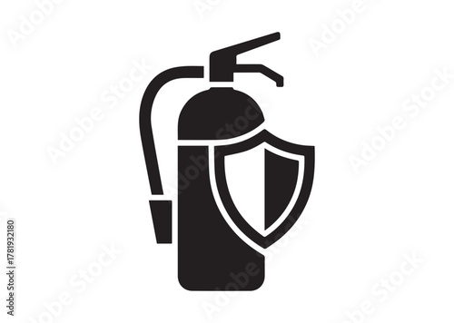 Fire extinguisher with shield icon, Fire extinguisher with shield solid vector
