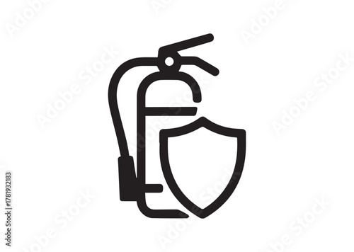 Fire extinguisher with shield icon, Fire extinguisher with shield solid vector
