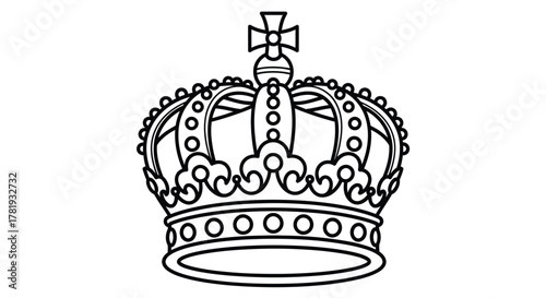 Elegant crown illustration royal symbol in black and white element isolated on white background