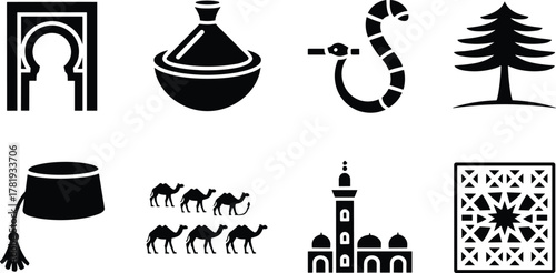 Set of Traditional North African and Moroccan Culture Icons