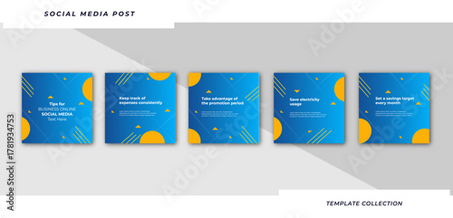 Tips social media tutorial, tips, post banner layout template background design element