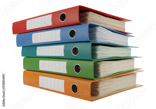 Document Organization Binders Stack on white background
