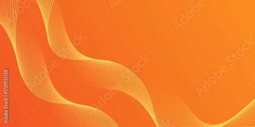 Vector abstract background with dynamic orange waves, lines and particles. Eps10