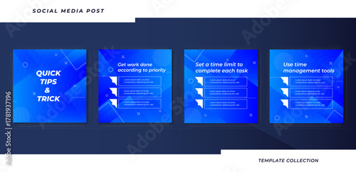 Tips social media tutorial, tips, post banner layout template background design element	