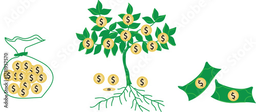vector illustration of an money tree  abstract background