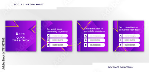 Tips for social media business marketing text here, tutorial, tips, post banner layout template background design element,	