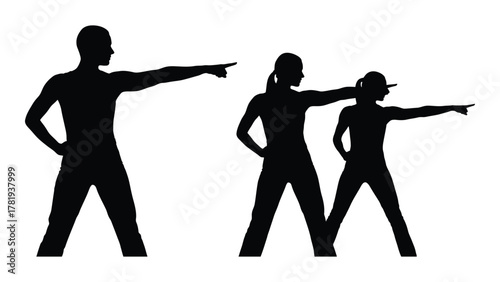 People pointing silhouettes isolated on white background, Vector