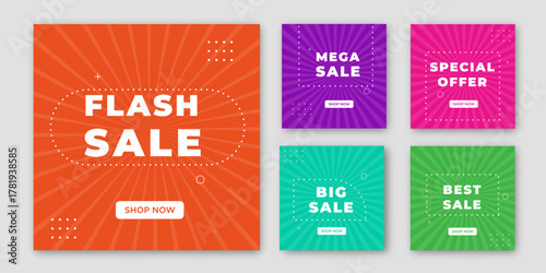 Collection Flash sale social media post Minimalistic editable fashion product big sale advertising banner. elegant sale and discount promotional advertising banner.