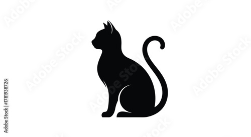 Vector illustration of silhouette of a black cat sitting