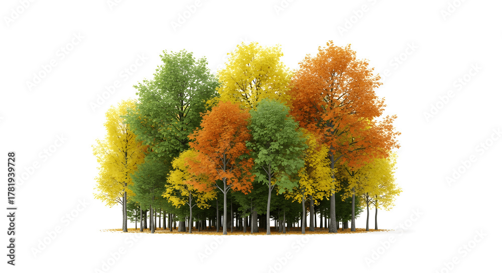 Naklejka premium Vibrant autumn forest canopy with colorful leaves, perfect for seasonal designs and nature themes