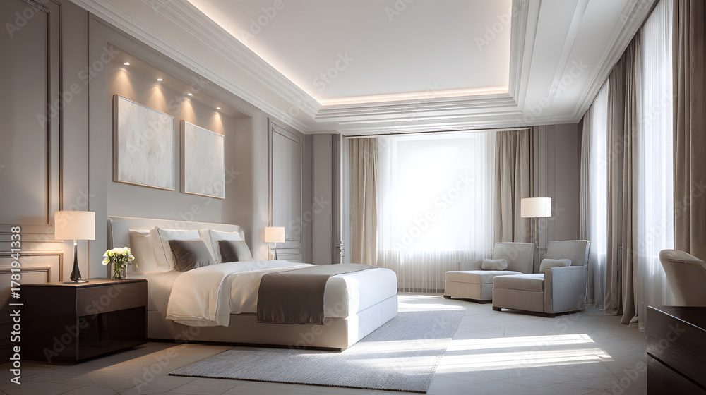 Fototapeta premium Luxurious Modern Hotel Suite Interior