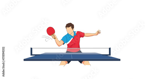 Ping Pong Player athlete Vector – Table Tennis Sport Illustration with Paddle and Ball