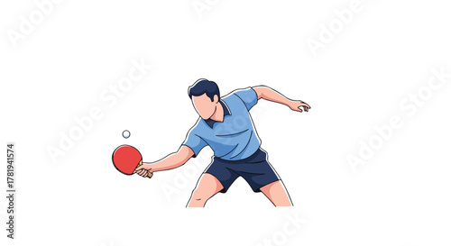 Ping Pong Player Vector – Table Tennis Sport Illustration with Paddle and Ball