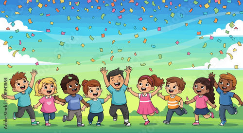 Cartoon woman in warrior pose on yoga mat in bright room.