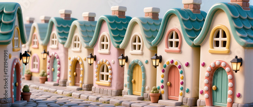 Charming miniature village with colorful houses and cozy details