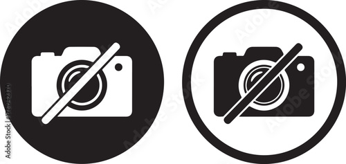 No photo icon set in two styles . No photography icon . Vector illustration