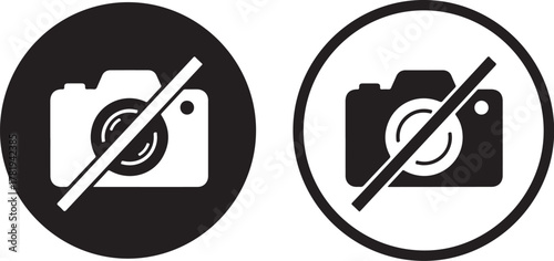 No photo icon set in two styles . No photography icon . Vector illustration