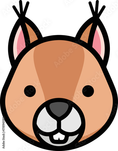 An adorable cartoon animal head, featuring a cute squirrel with big ears, perfect for playful designs and children's themes