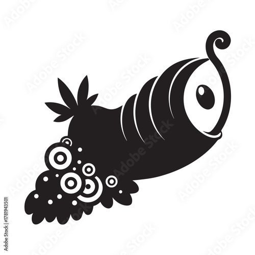 Cornucopia with grapes and cannabis leaf isolated on white background