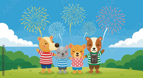 Cartoon woman in warrior pose on yoga mat in bright room.