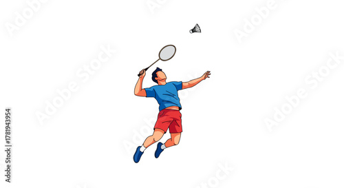 Badminton Smash Athlete Vector – Smash Shot Sports Illustration - Vector Badminton Player – Racket Sport