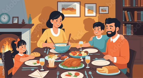 Cartoon woman in warrior pose on yoga mat in bright room.