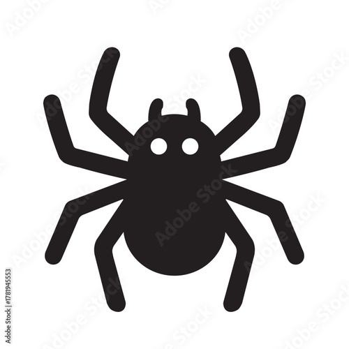 A black silhouette of a spider with eight legs and two small eyes, symbolizing fear, mystery, and the Halloween spirit. This minimalist design is ideal for Halloween decorations, creepy posters, stick