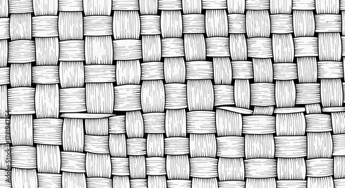 Closeup texture of woven material in black and white