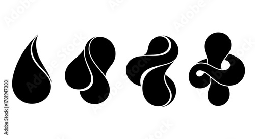 Abstract black shapes evolving on