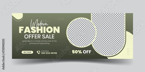 Fashion sale discount facebook cover design template