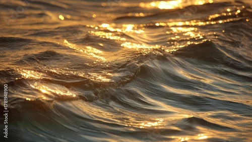 Golden sunset light glinting on rolling ocean waves. Concept Sunset Photography, Ocean Waves, Golden Hour Glow, Beach Seascape, Coastal Light