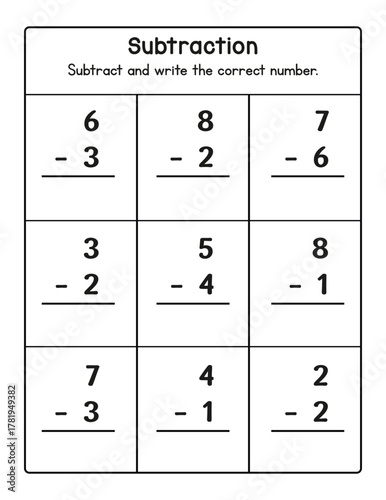 Printable Subtraction Activity | Early Learning Math Worksheet for Preschool
